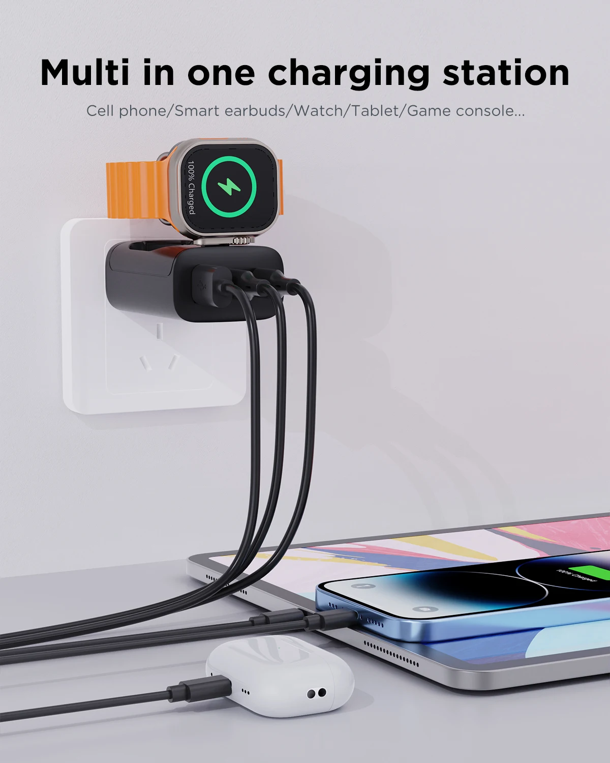 Station de Charge 4-en-1 43W pour Apple Watch & iPhone – USB-C PD + QC3.0