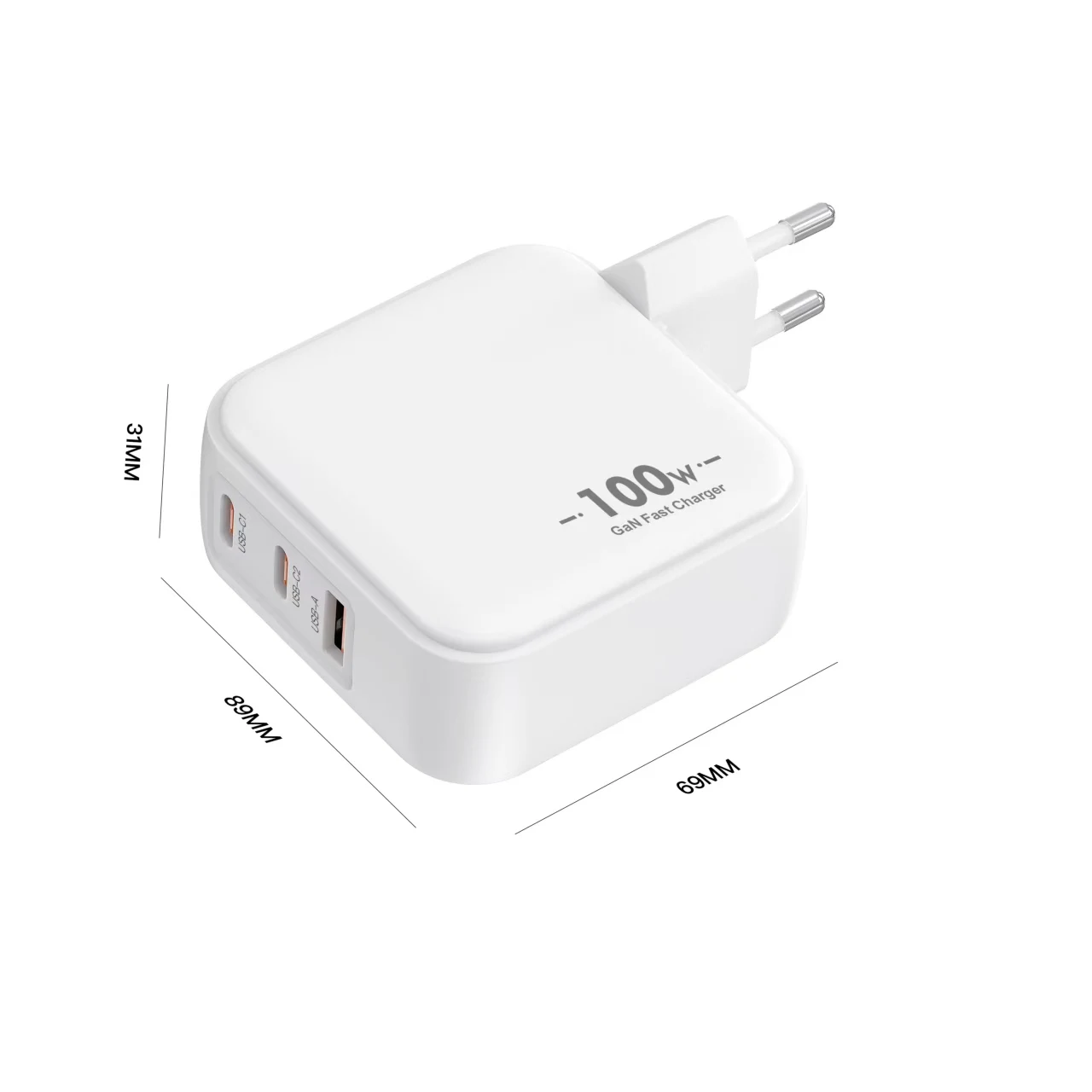 Chargeur Rapide GaN 100W 3 Ports USB-C + USB-A | PD 3.0 PPS QC3.0 | Compatible iPhone & Samsung