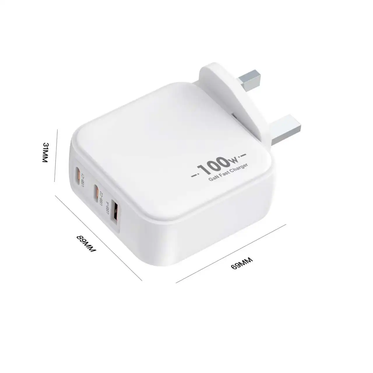 Chargeur Rapide GaN 100W 3 Ports USB-C + USB-A | PD 3.0 PPS QC3.0 | Compatible iPhone & Samsung