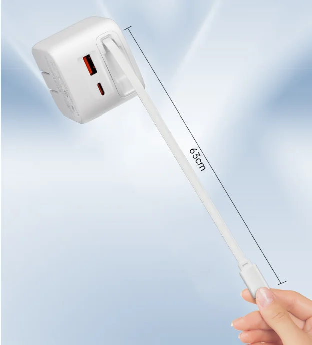 Chargeur Mural Rapide 30W USB-C avec Câble Rétractable – Compatible iPhone & Android