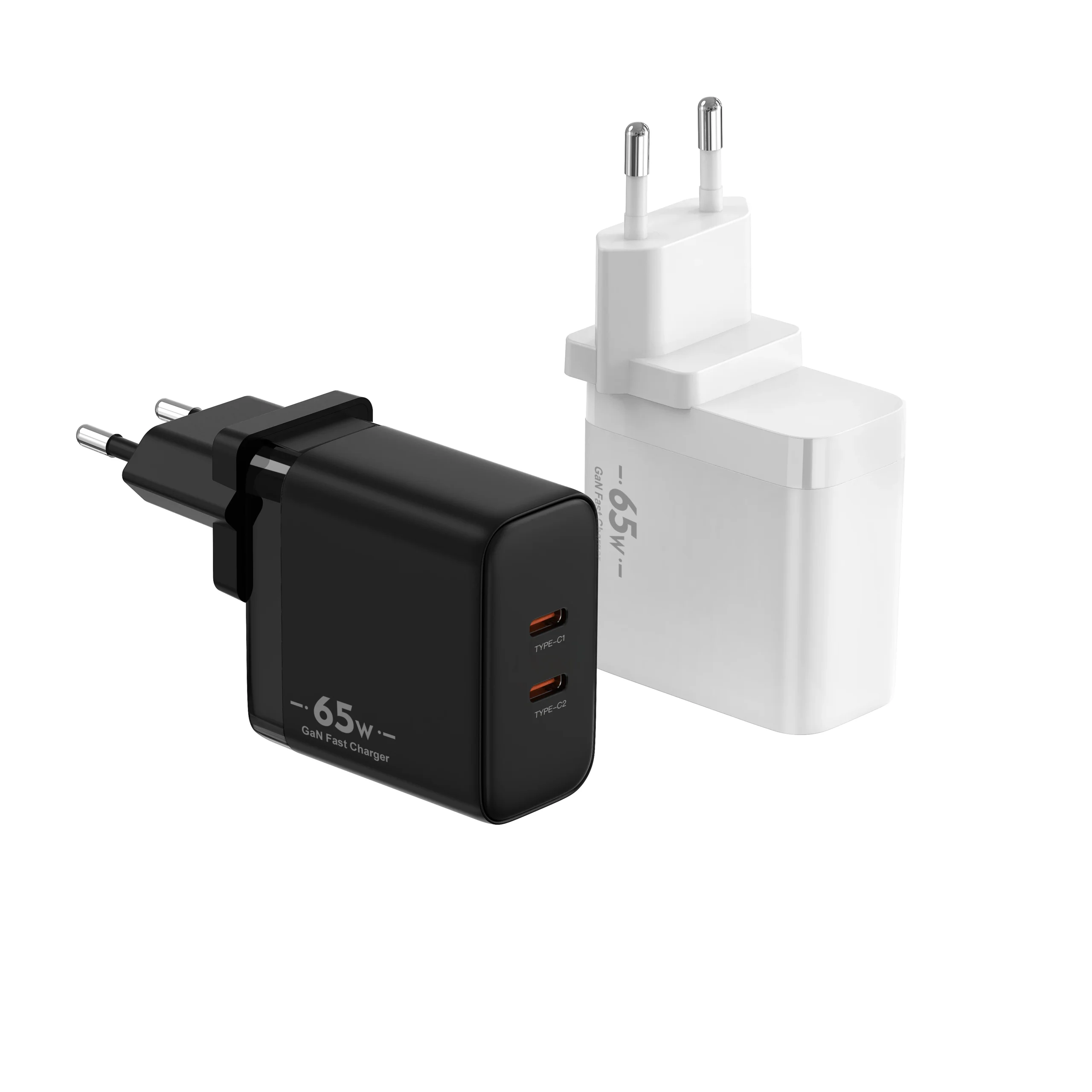 Chargeur Mural GaN 65W Double USB-C Charge Rapide PD 3.0 – Compatible iPhone, Android & PC