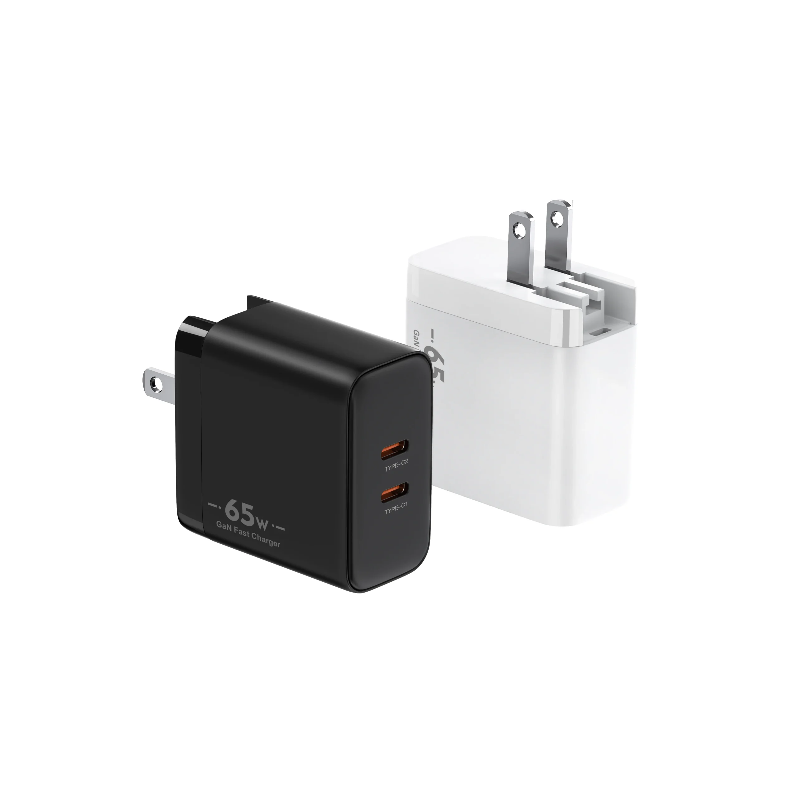 Chargeur Mural GaN 65W Double USB-C Charge Rapide PD 3.0 – Compatible iPhone, Android & PC