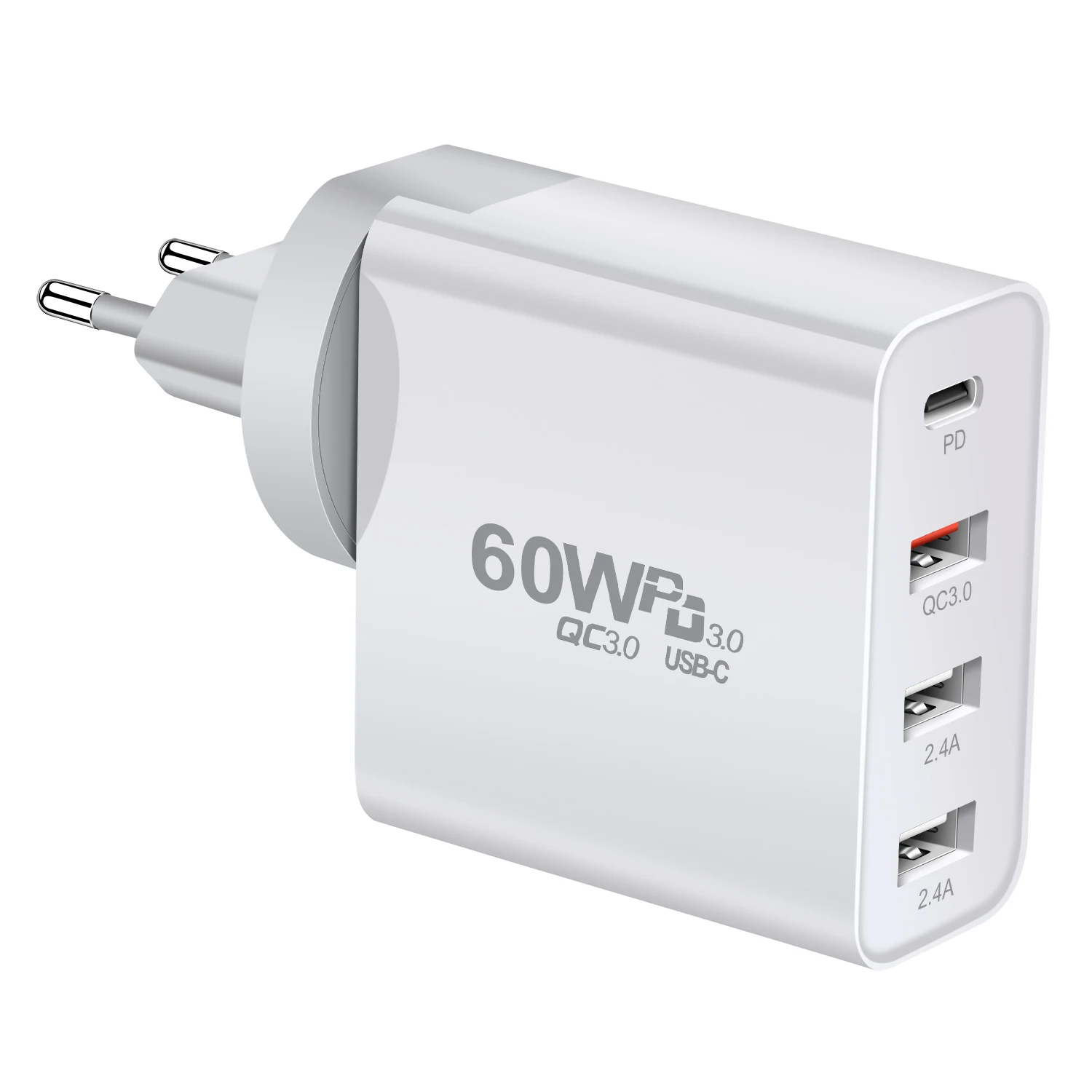 Chargeur Rapide GaN 45W 4 Ports (1 USB-C + 3 USB) – Charge PD Ultra-Rapide