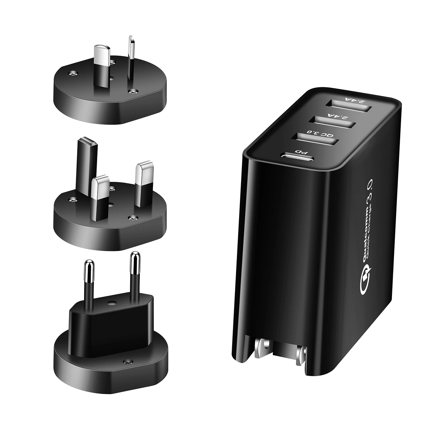 Chargeur Rapide GaN 45W 4 Ports (1 USB-C + 3 USB) – Charge PD Ultra-Rapide