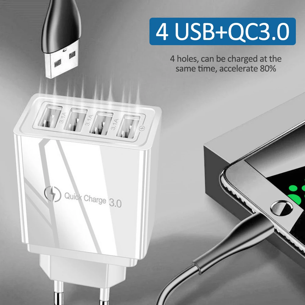 Chargeur Rapide Multi-Port USB Type-C QC3.0 PD 20W – 4 USB + 3 Type-C