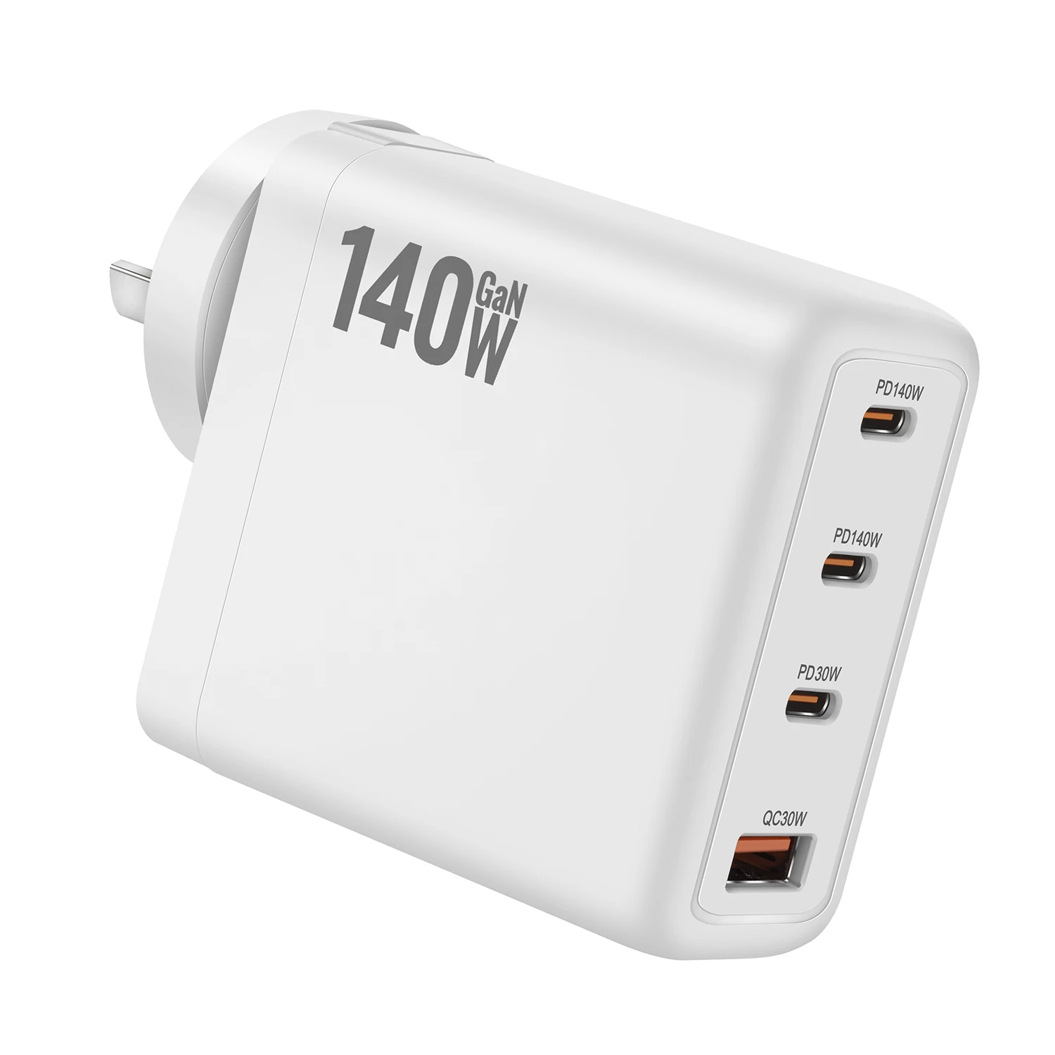 Chargeur GaN USB-C 140W 4 Ports Charge Rapide PD 3.0 Pliable – Ordinateur & Mobile
