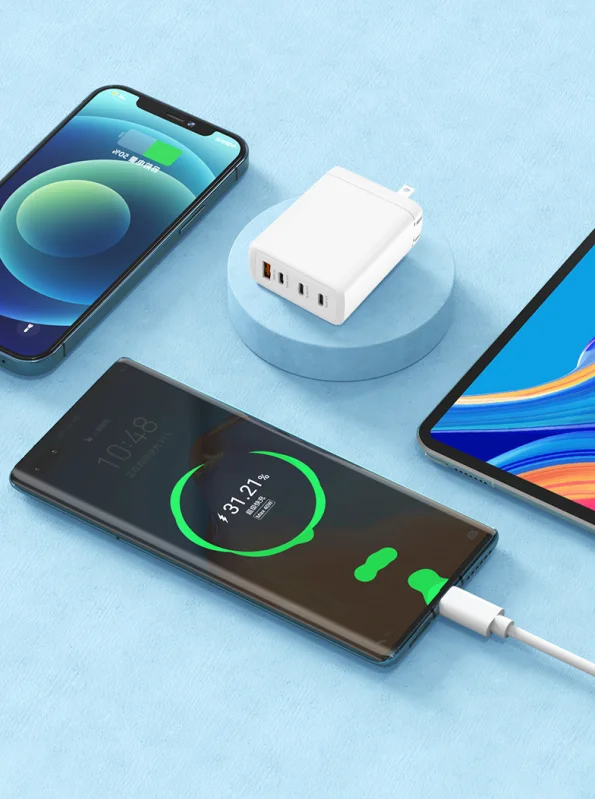 Chargeur GaN 120W 4 Ports (3 USB-C + 1 USB-A) Charge Rapide PD QC3.0 – iPhone, PC, Tablette