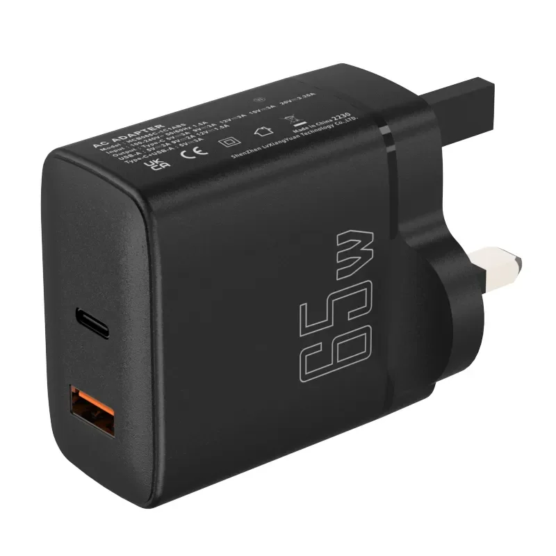 Chargeur GaN 65W Double Port USB + Type-C Charge Rapide QC4.0 PD3.0 Certifié
