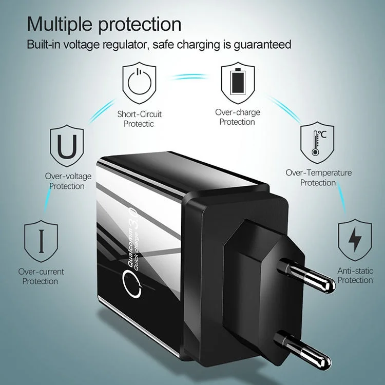ILEPO Chargeur Rapide 4 Ports USB 36W QC3.0 – Universel iPhone & Android