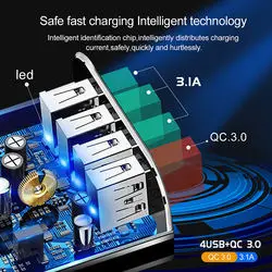 ILEPO Chargeur Rapide 4 Ports USB 36W QC3.0 – Universel iPhone & Android