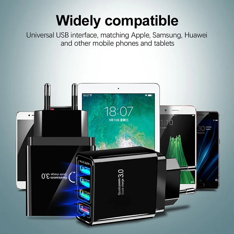 ILEPO Chargeur Rapide 4 Ports USB 36W QC3.0 – Universel iPhone & Android