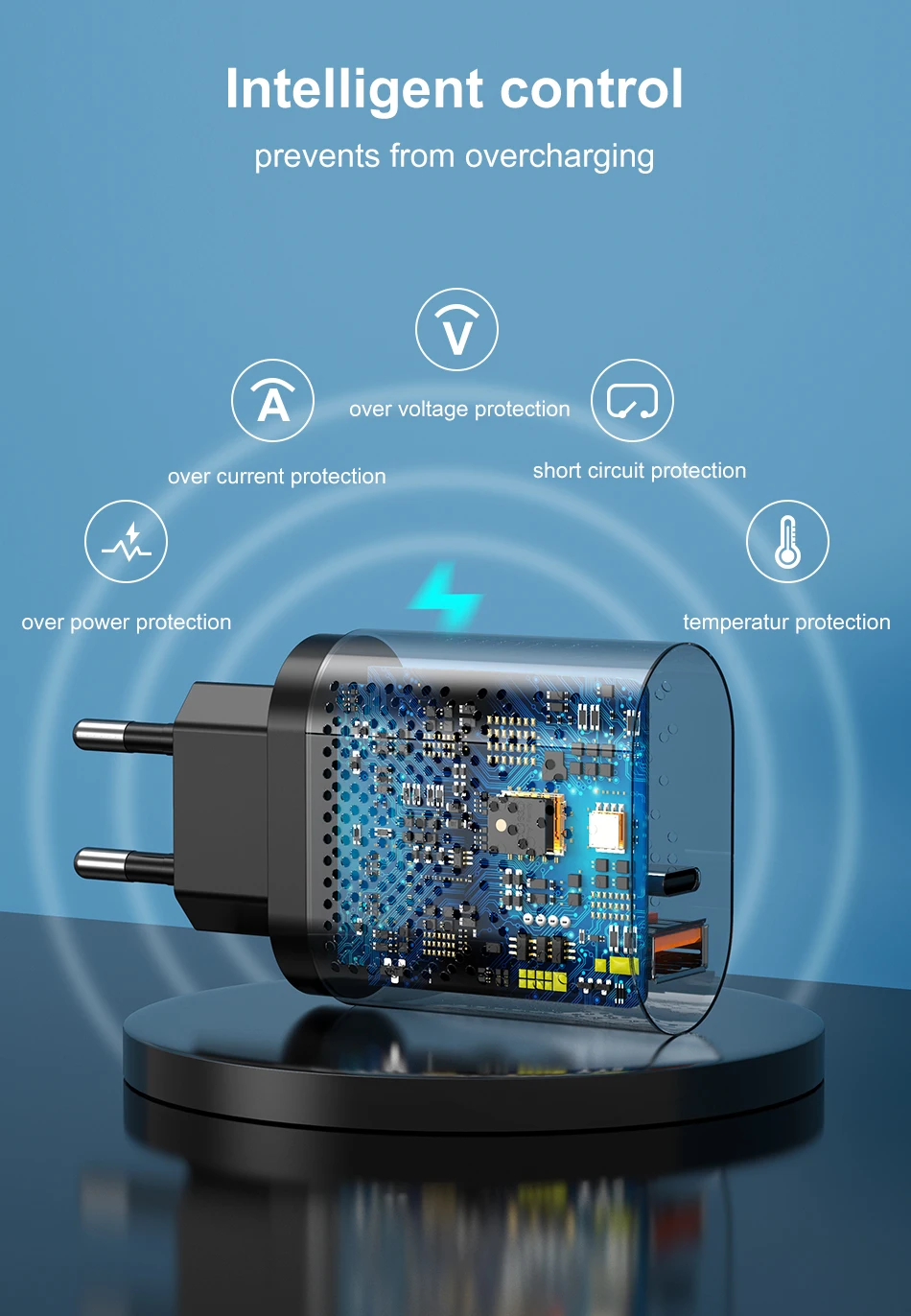 Chargeur Rapide ILEPO 20W USB-C QC3.0 PD3.0 – Compatible iPhone & Android