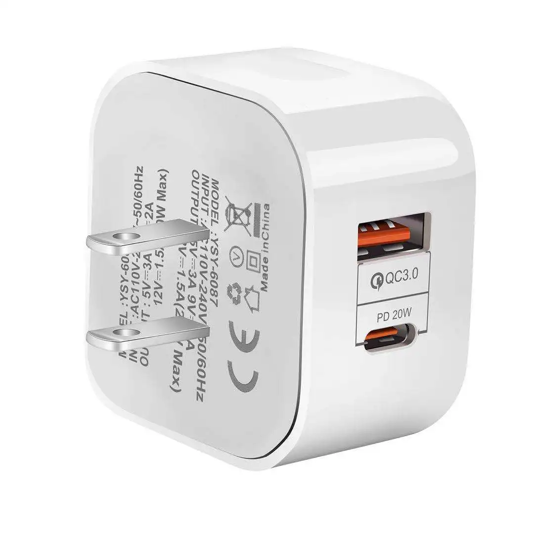 Chargeur Rapide ILEPO 20W PD QC3.0 USB + Type-C Universel iPhone Android EU/US/UK