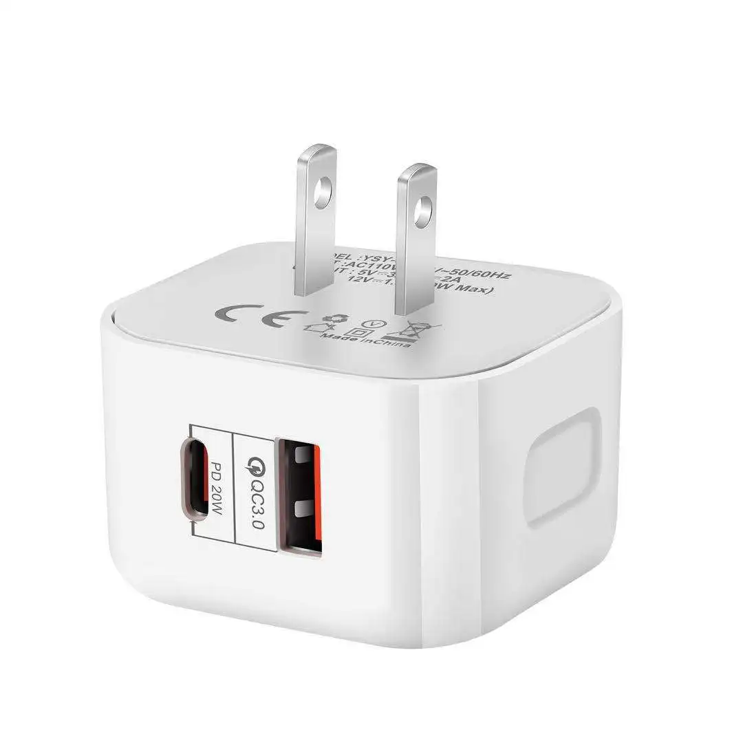Chargeur Rapide ILEPO 20W PD QC3.0 USB + Type-C Universel iPhone Android EU/US/UK