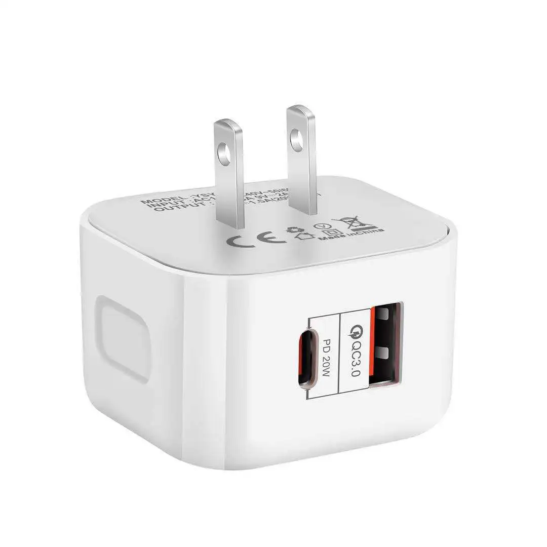 Chargeur Rapide ILEPO 20W PD QC3.0 USB + Type-C Universel iPhone Android EU/US/UK