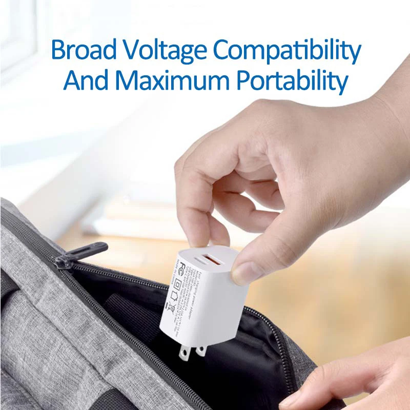 Chargeur Rapide USB + Type-C 20W Quick Charge 3.0 & PD 3.0 – Compatible iPhone & Android