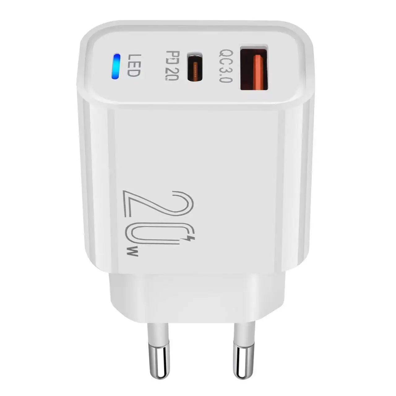 Chargeur Rapide Double Port USB-C PD 20W – Compatible iPhone & Android (Prise EU/US/UK)