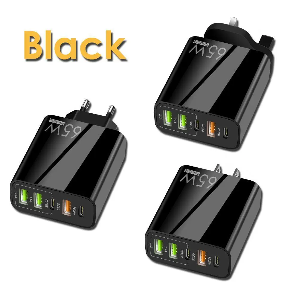 Chargeur Rapide 65W USB-C PD QC3.0 – 5 Ports | Compatible iPhone, Android, iPad, Tablette