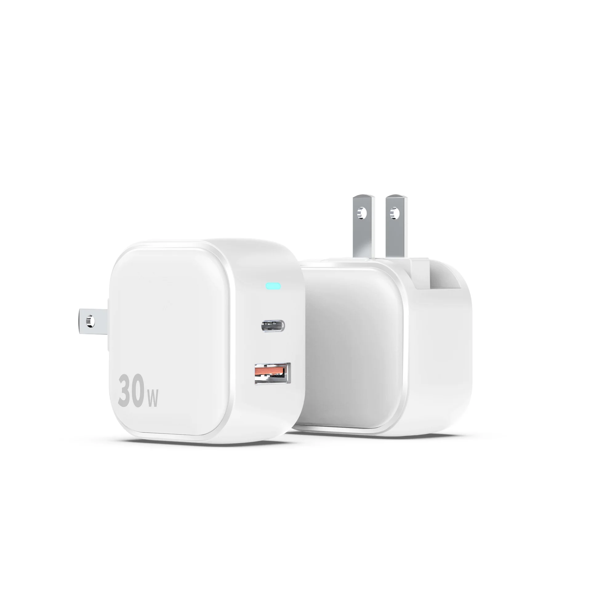 Chargeur Rapide 30W GaN USB-C PD3.0 & QC3.0 Double Port – Compatible iPhone & Android