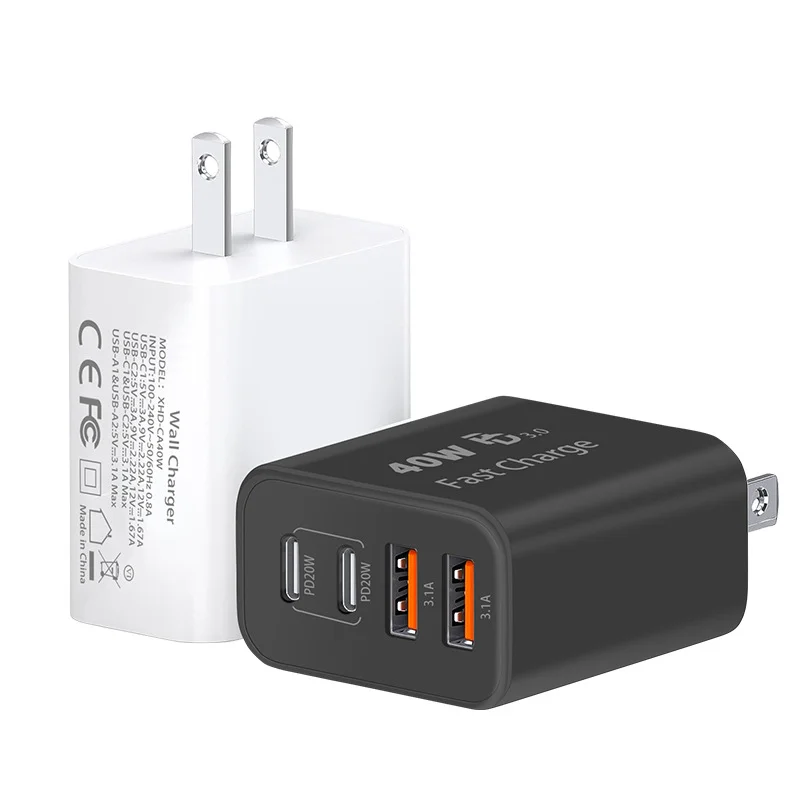 Chargeur Rapide 40W 4 Ports USB-C & USB | QC3.0 PD SCP | iPhone Xiaomi Huawei MacBook
