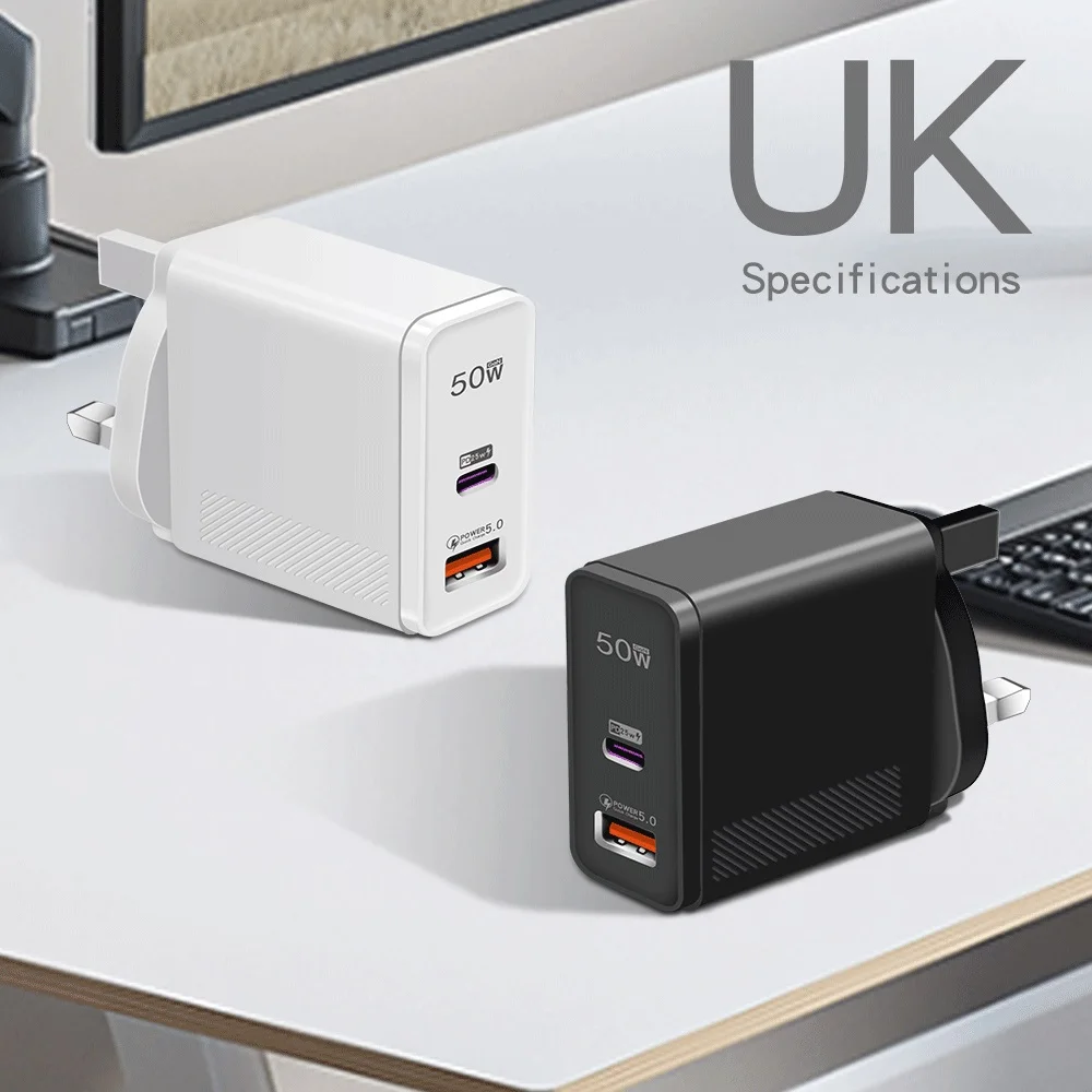 Chargeur Rapide 50W Double Port USB-C PD 3.0 | Compatible iPhone Samsung Xiaomi Huawei