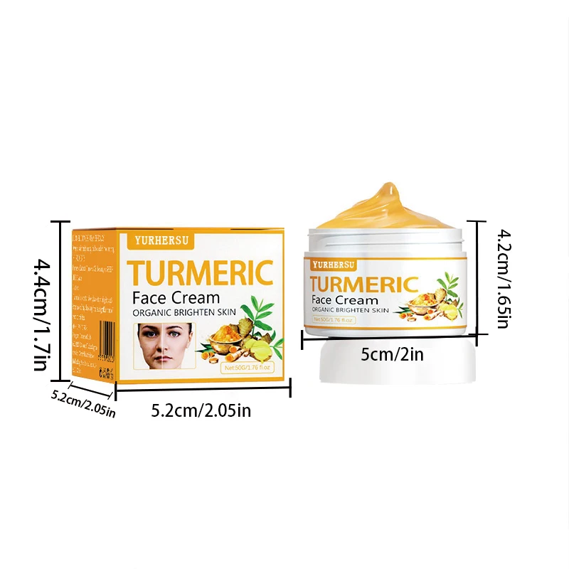 Crème Visage au Curcuma – Anti-Acné, Éclaircissante & Hydratante 50ml