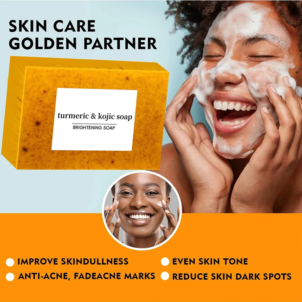 Savon Éclaircissant Curcuma & Acide Kojique – Anti-Taches, Teint Unifié, Peau Lumineuse