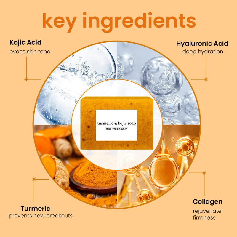 Savon Curcuma & Acide Kojique 100/150g – Éclaircissant, Anti-Taches, Unifiant, Hydratant