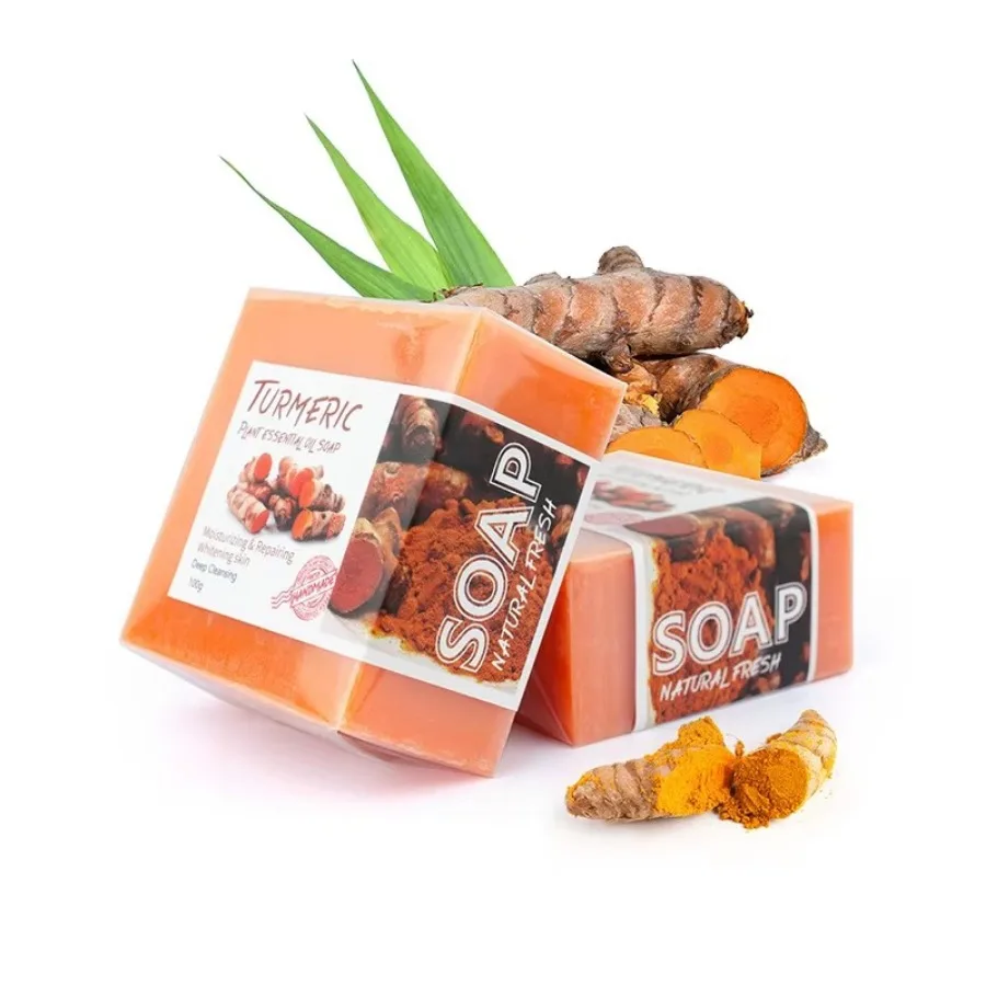 Savon Naturel Gingembre & Curcuma – Exfoliant, Hydratant, Éclat de Peau 100g