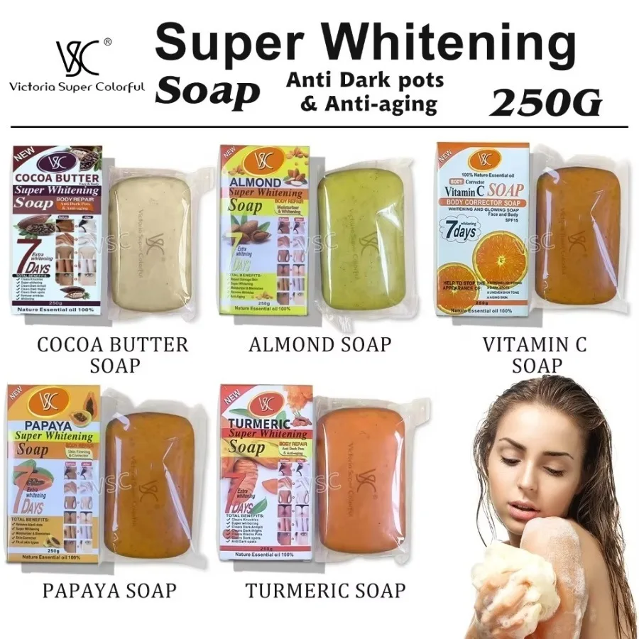 Savon Éclaircissant 250g – Vitamine C, Carotte, Curcuma & Papaye – Anti-Taches & Teint Unifié