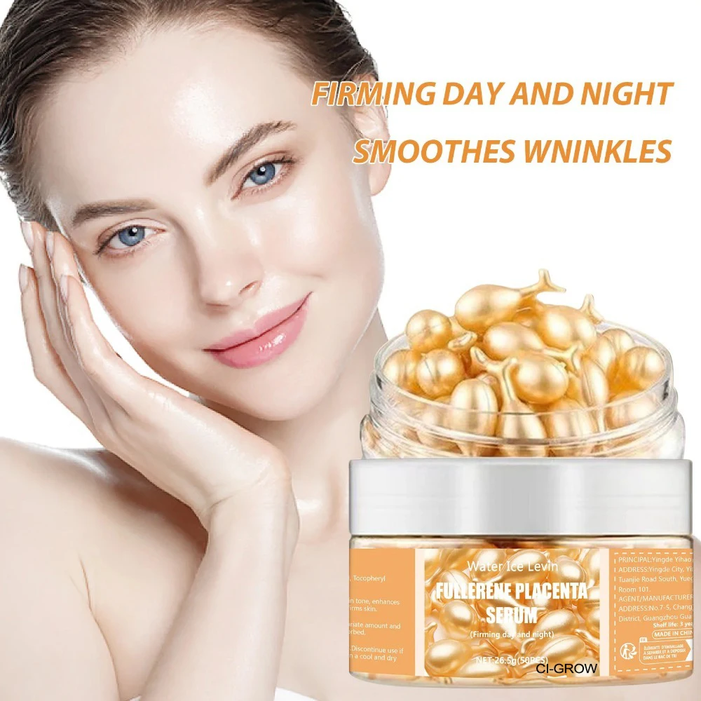 50 Capsules Sérum Visage Collagène & Acide Hyaluronique – Anti-Rides, Raffermissant, Éclaircissant