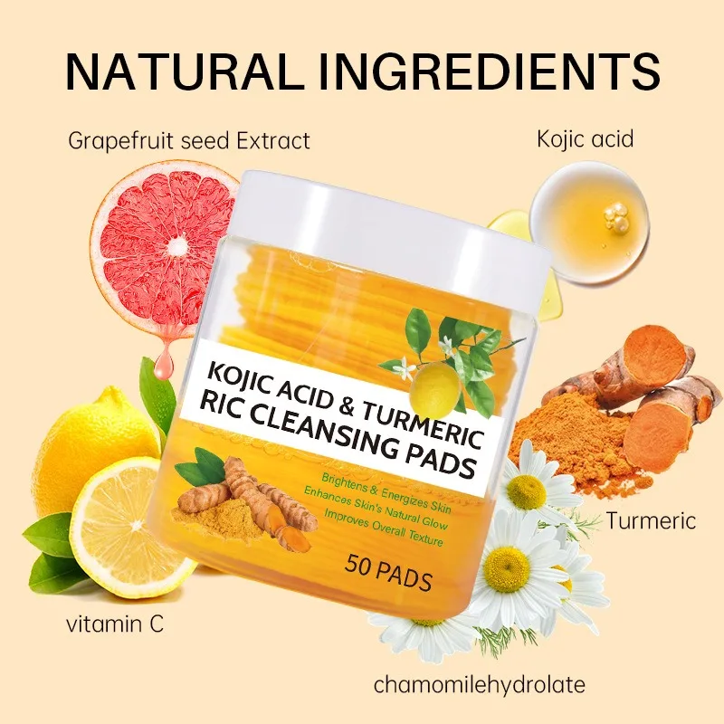 Tampons Exfoliants Curcuma & Acide Kojique – Éclat & Anti-Taches (20/30/40/50 pcs)