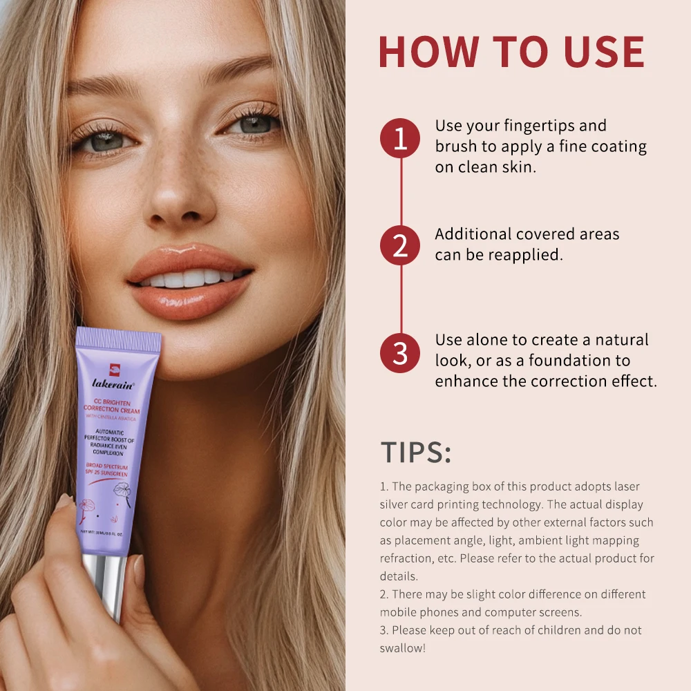 CC Cream Centella Asiatica – Fond de Teint Liquide Couvrant & Hydratant, Change de Couleur
