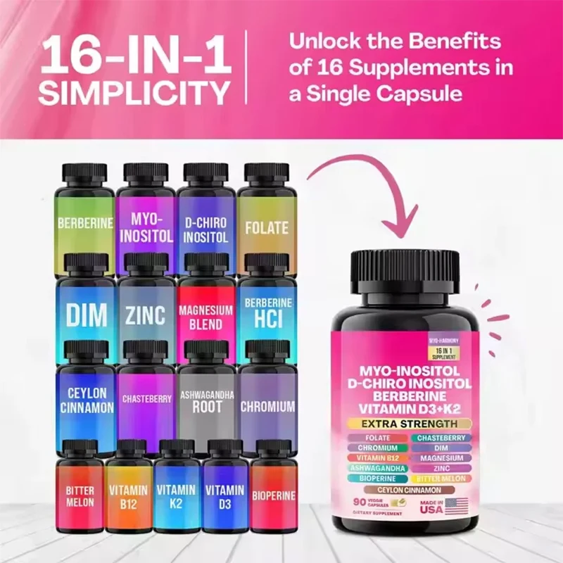 Myo-Inositol & D-Chiro-Inositol 16-en-1 – Équilibre Hormonal Femme | 90 Capsules