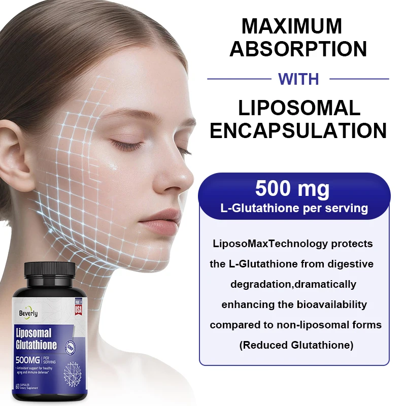 Capsules Glutathion Liposomal 500mg Beverly – Éclat de Peau, Anti-âge & Détox | 60 Capsules