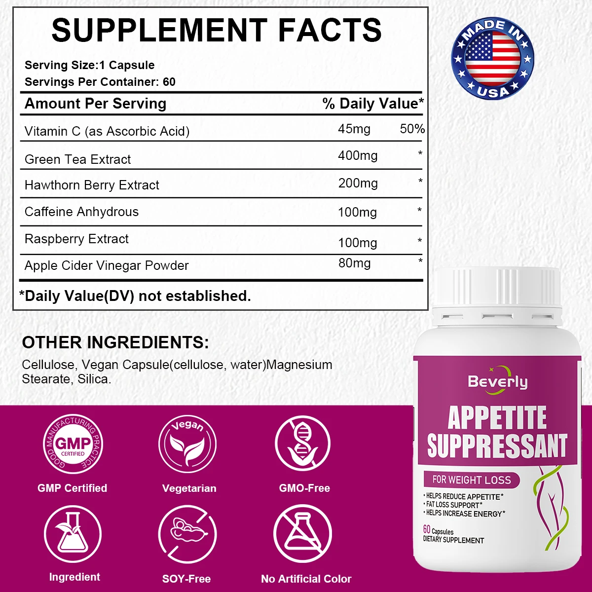 Beverly Complément Minceur Thé Vert – Brûle Graisse & Coupe-Faim | 60 Capsules