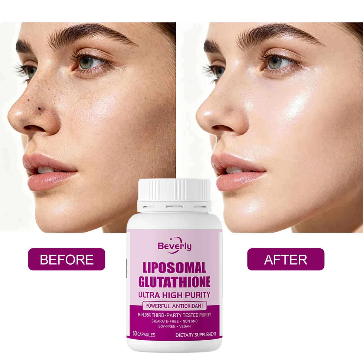 Capsules Glutathion + Collagène + Vitamine C Beverly | Éclat & Énergie | 60 capsules