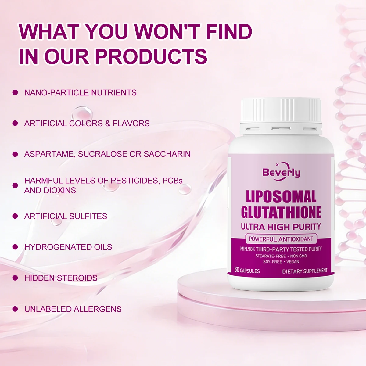 Capsules Glutathion + Collagène + Vitamine C Beverly | Éclat & Énergie | 60 capsules