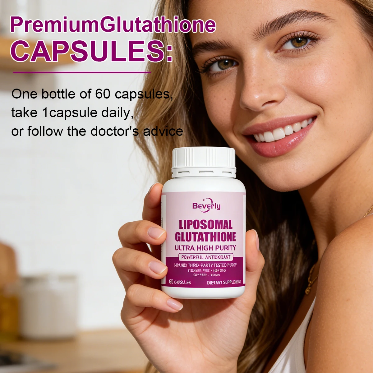 Capsules Glutathion + Collagène + Vitamine C Beverly | Éclat & Énergie | 60 capsules