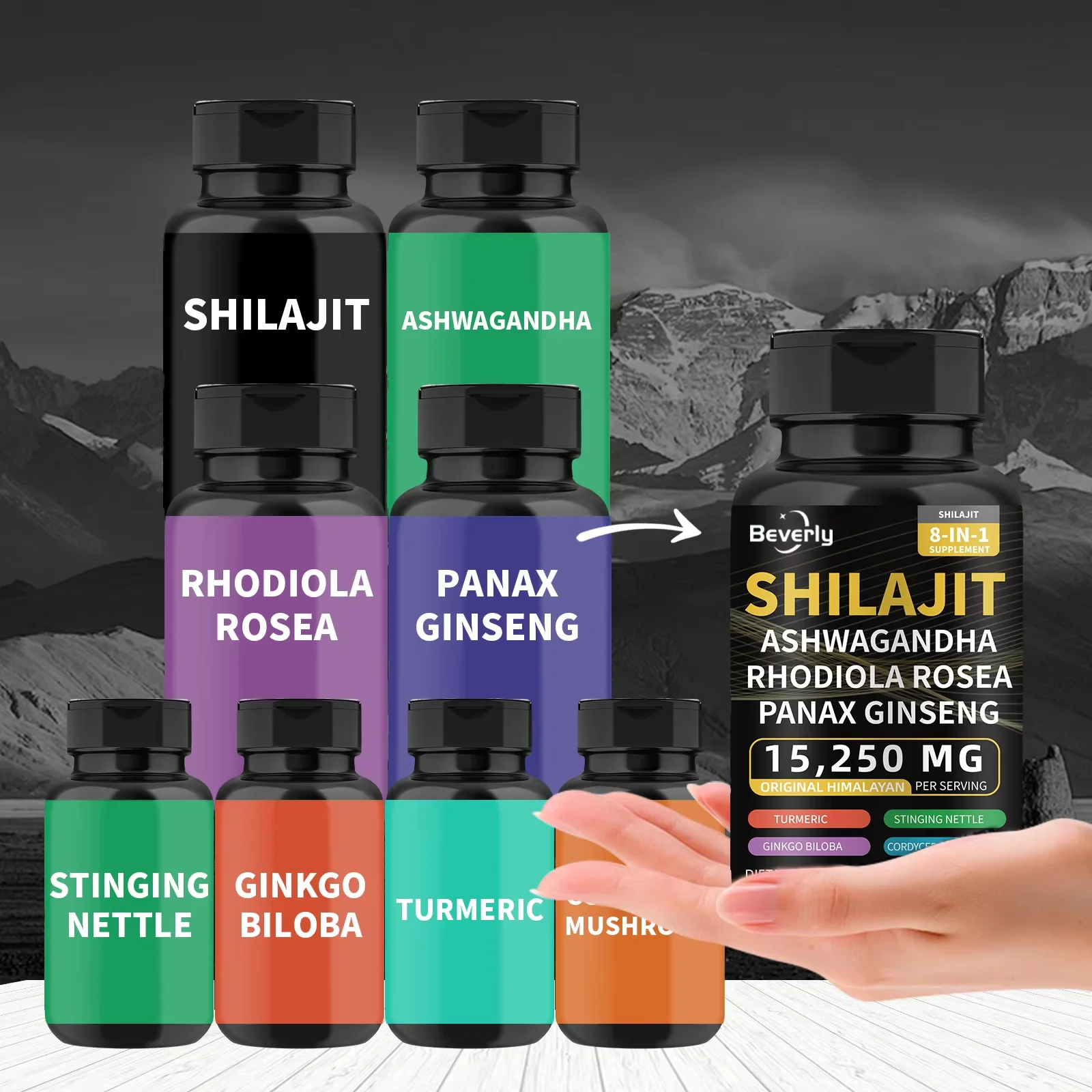 Capsules Shilajit Himalaya 8en1 15250mg – Énergie, Immunité & Vitalité | 60 Gélules