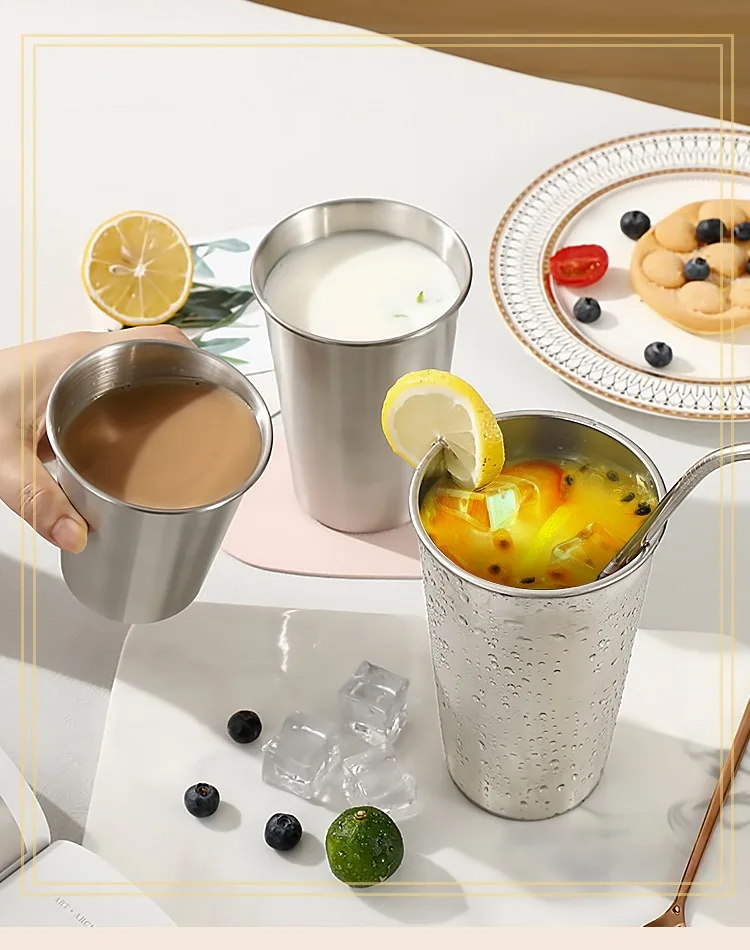 Tasse en Acier Inoxydable 304 – Légère, Empilable & Polyvalente | Bar, Camping, Bureau