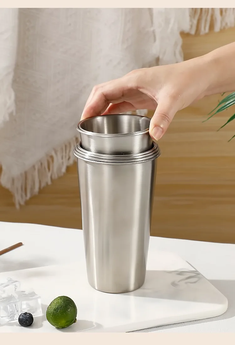 Tasse en Acier Inoxydable 304 – Légère, Empilable & Polyvalente | Bar, Camping, Bureau
