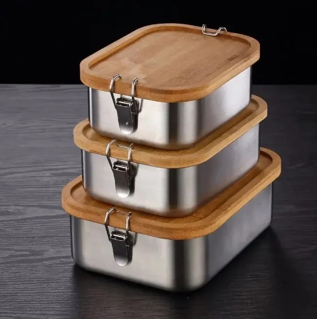 Boîte à lunch inox 304 couvercle bambou | 4 tailles | Écologique & moderne