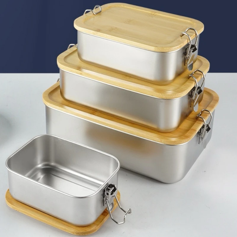 Boîte à lunch inox 304 couvercle bambou | 4 tailles | Écologique & moderne