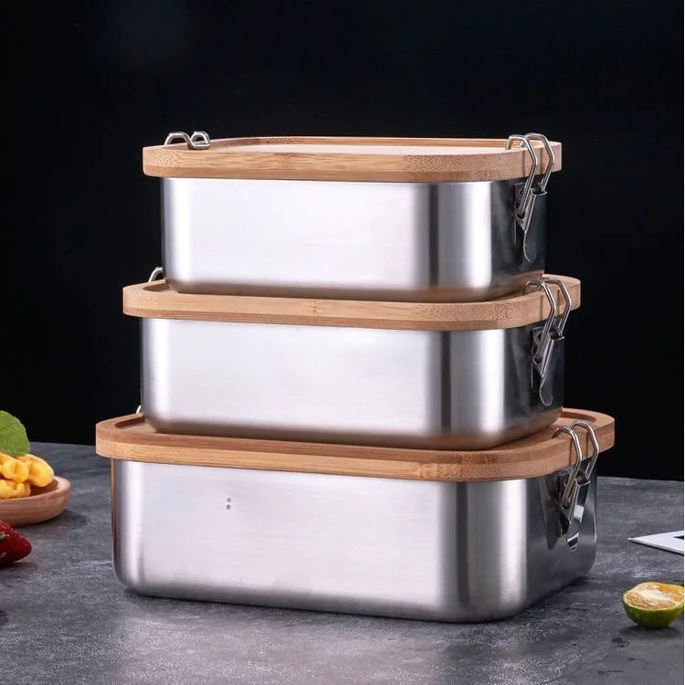 Boîte à lunch inox 304 couvercle bambou | 4 tailles | Écologique & moderne
