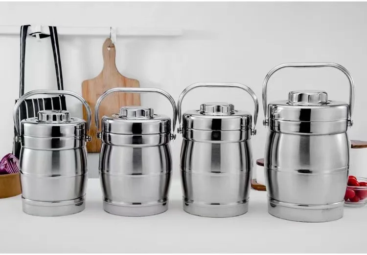 Lunch Box Bento Inox 6,5L Triple Compartiments – Gamelle Isotherme avec Poignée