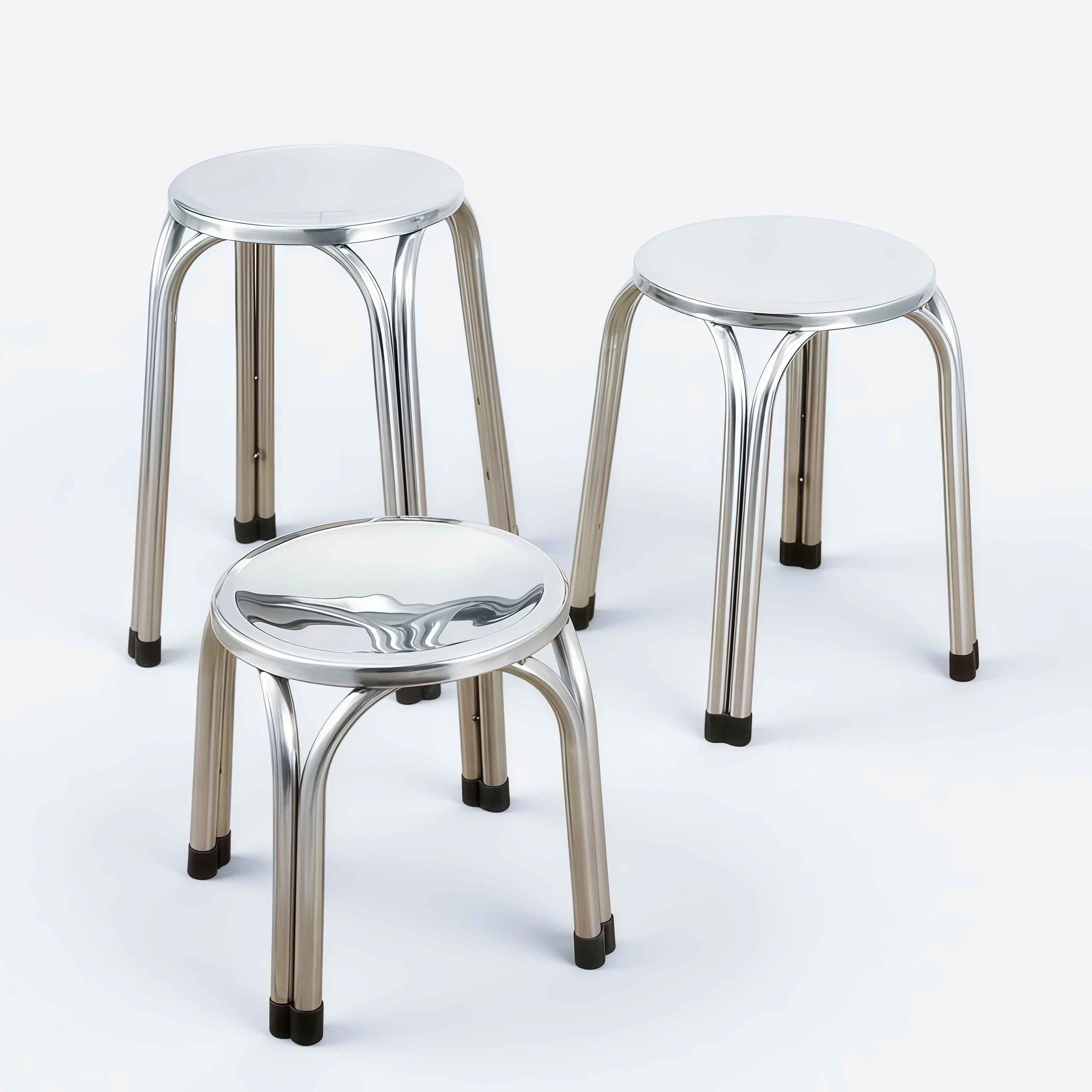 Tabouret rond en acier inoxydable pliable – Moderne & résistant, idéal maison/hôtel/bureau
