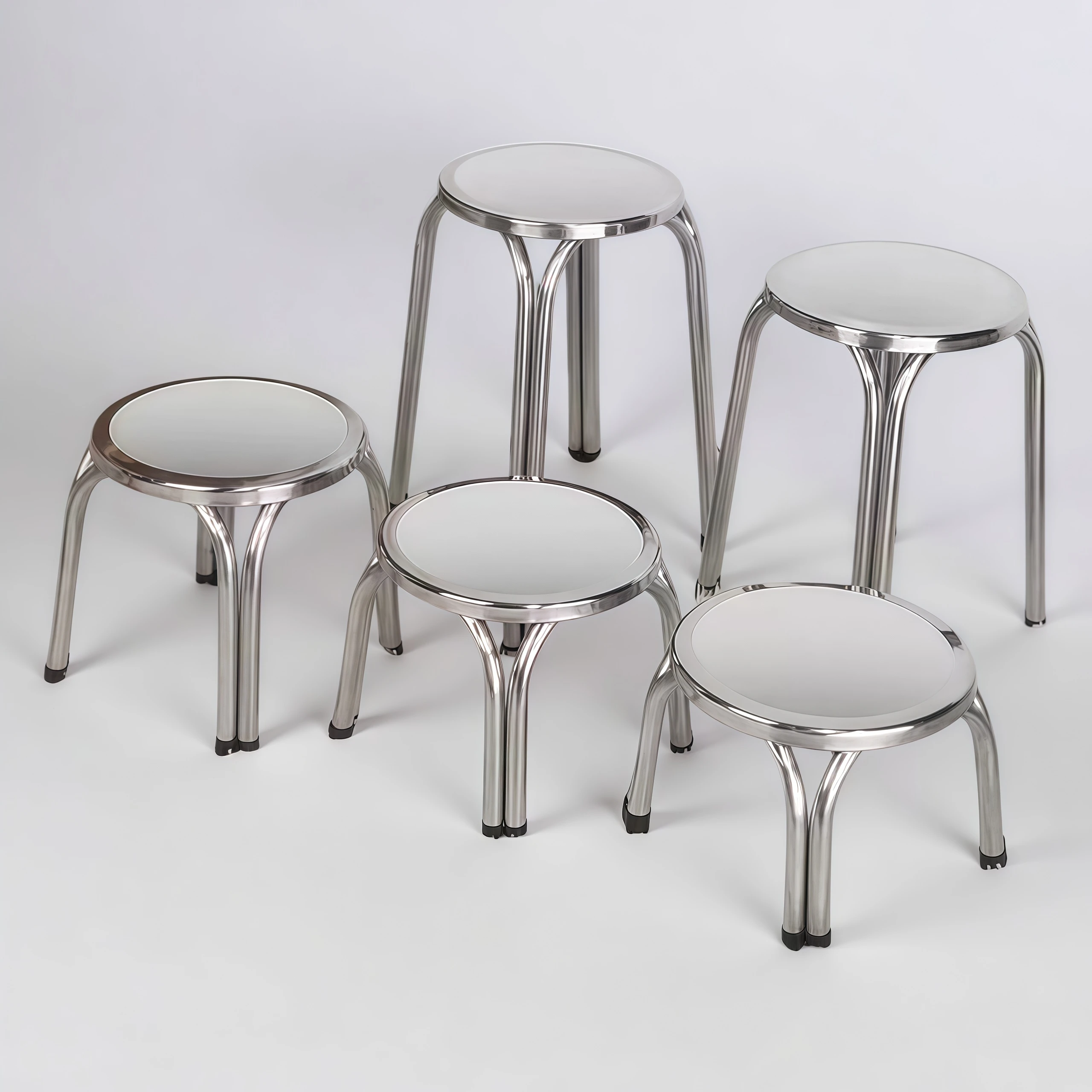 Tabouret rond en acier inoxydable pliable – Moderne & résistant, idéal maison/hôtel/bureau