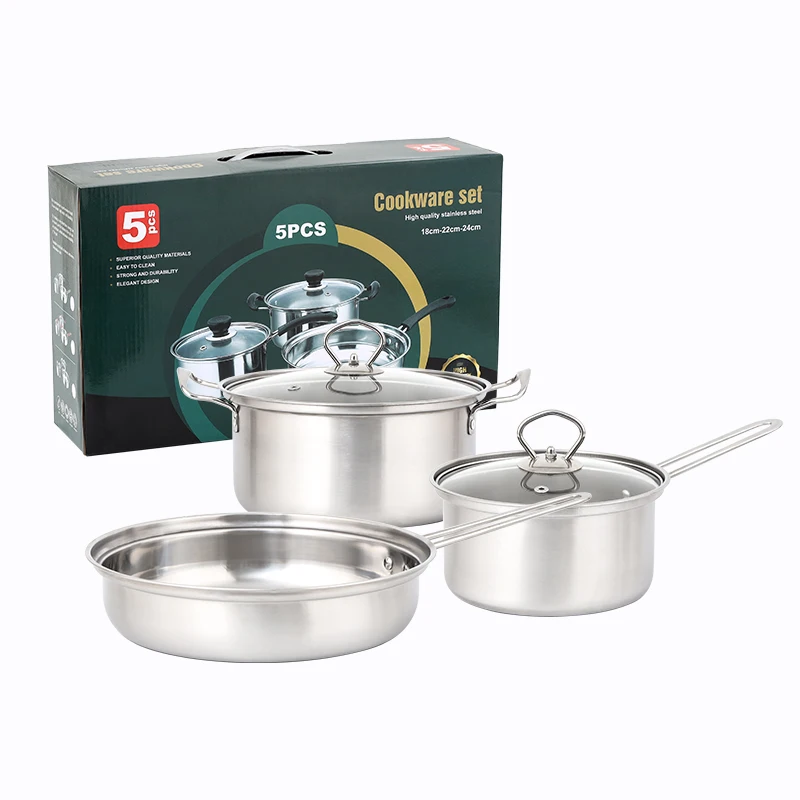 Batterie de Cuisine 3 Pièces Acier Inoxydable avec Couvercles – Compatible Induction