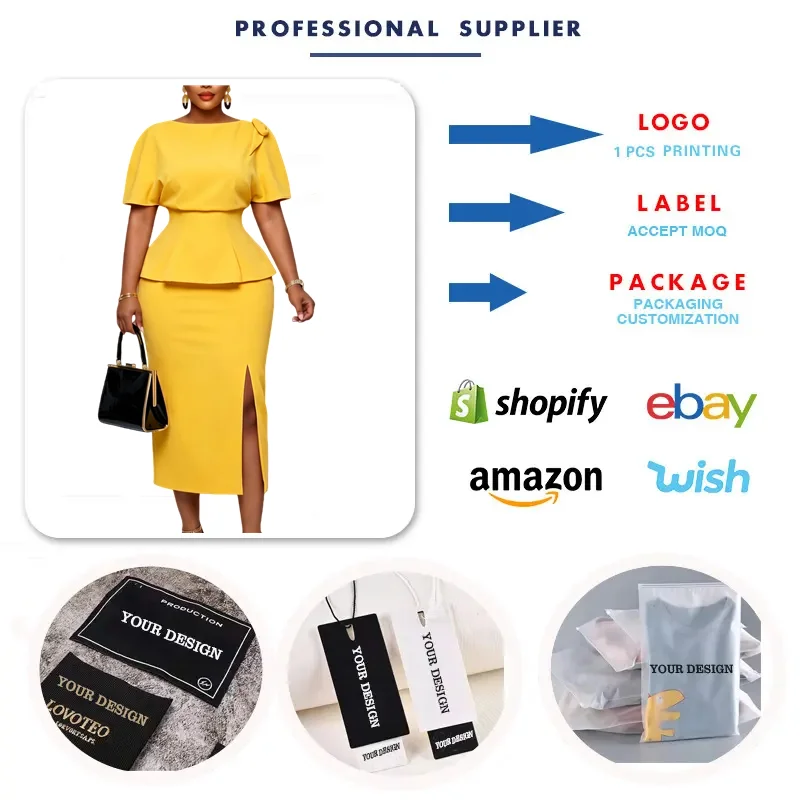 Robe Midi Élégante à Une Épaule & Volants – Coupe Crayon Taille Haute Style Africain